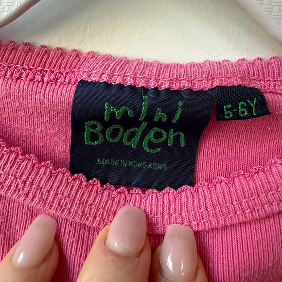 Mini Boden Pink Bunny Rabbit Applique Long Sleeve Top (Size 5-6) - Picture 4 of 6